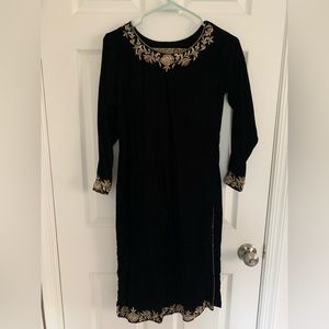 Custom made black velvet Pakistani outfit